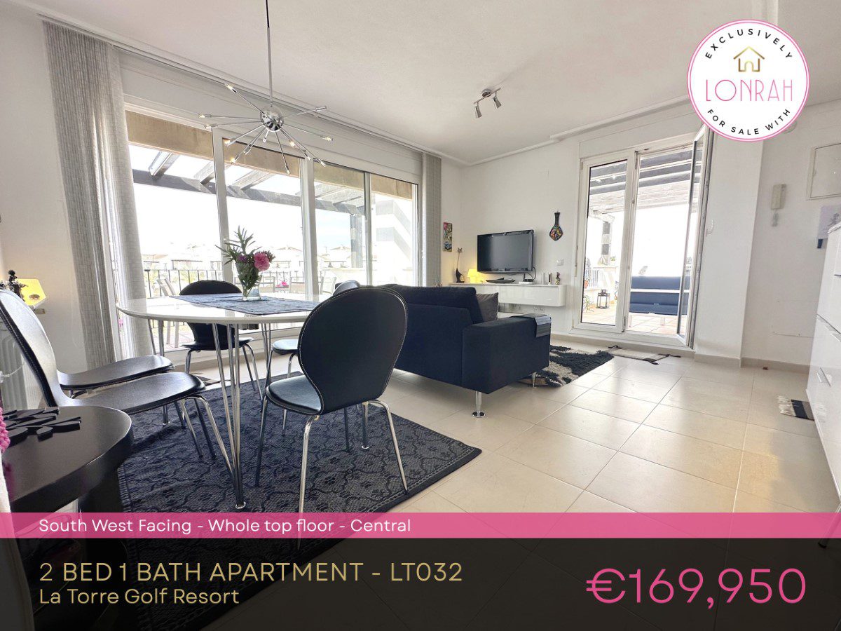 Lonrah La Torre Golf Resort Murcia LT032 La Torre Golf Resort Apartment - LT032 - 2 BED 1 BATH - CENTRAL - WHOLE TOP FLOOR